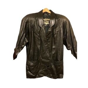 Bermans Vintage Black Genuine Leather Women’s Coat Medium